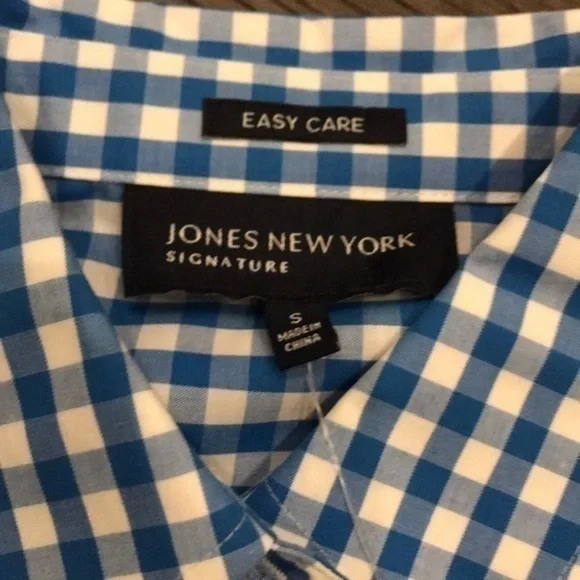 🍁NWT Jones New York Blue Plaid Button-Up - Picture 2 of 3